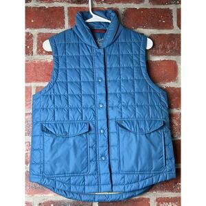 Woolrich Blue Quilted Primaloft Button Front Vest Womens Size Medium